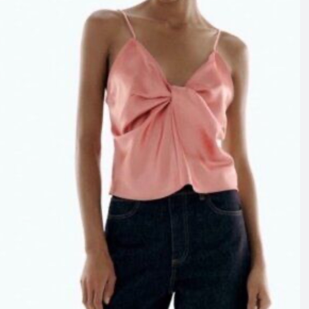 Zara Satin Bow Cami Top